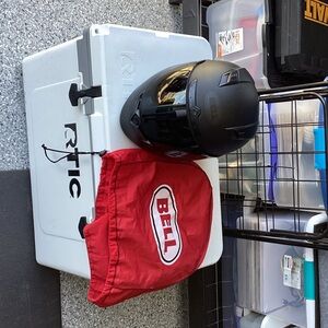 Men's Matte Black Motorcycle Helmet with Red Helmet Bag